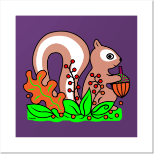 Cute Chipmunk with Acorn Posters and Art